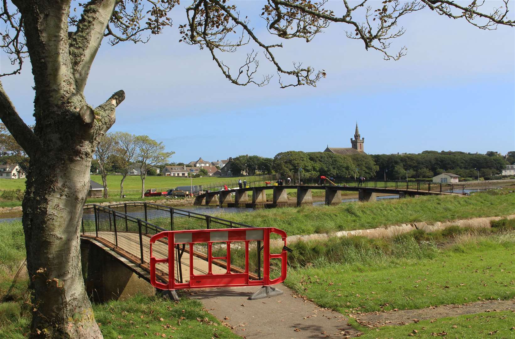 The smaller of the two Coghill bridges in the foreground, with work taking place on the main one. Picture: Alan Hendry