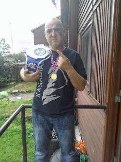 Donald McPhee with the UBBAD Scottish Championship belt.