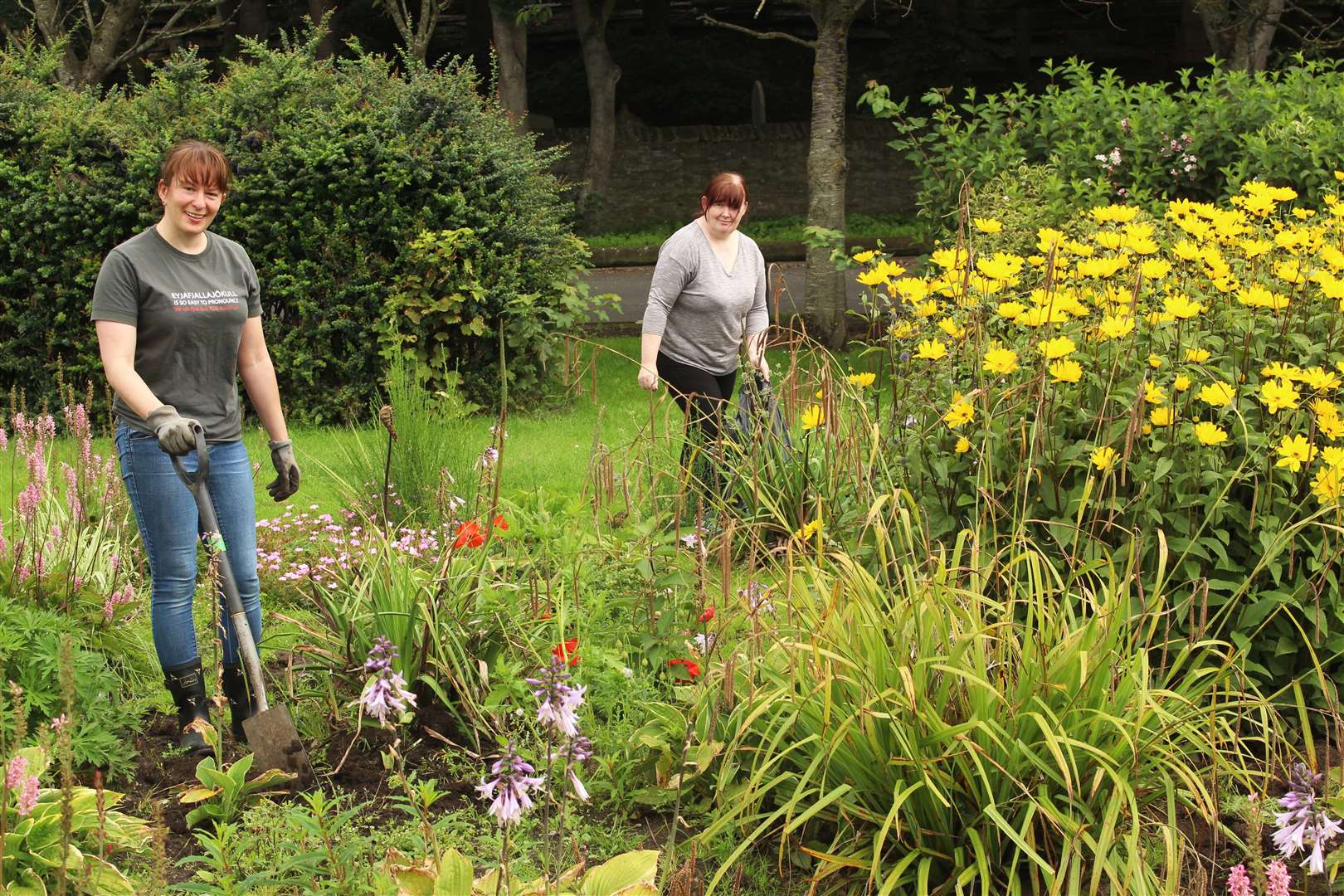 Ruth Falconer and Doreen Gow of Wick Riverside Volunteers took part in a tidy-up of the rose gardens. Picture: Alan Hendry