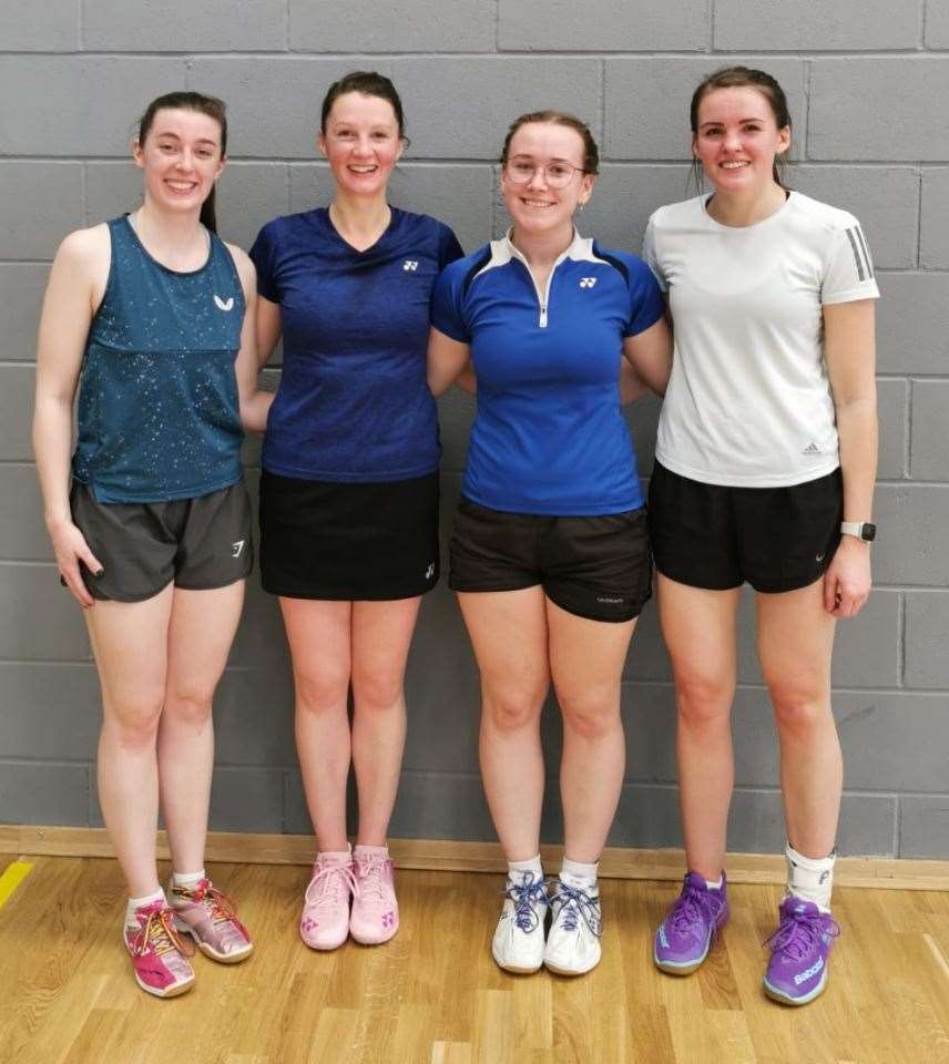 Women's doubles winners Eilidh Paterson and Shona Mackay with runners-up Morven Coghill and Beckie Gunn.