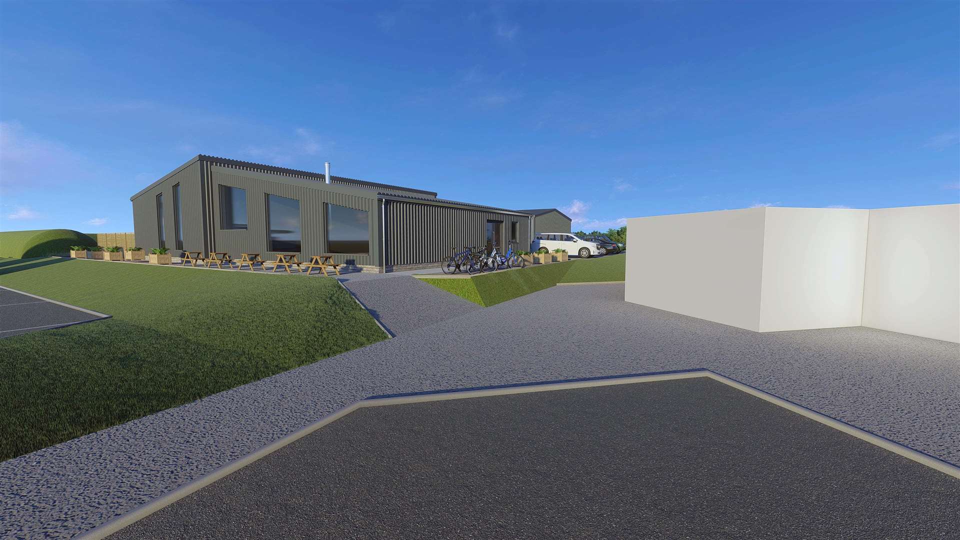 A computer-generated image showing what the distillery will look like.