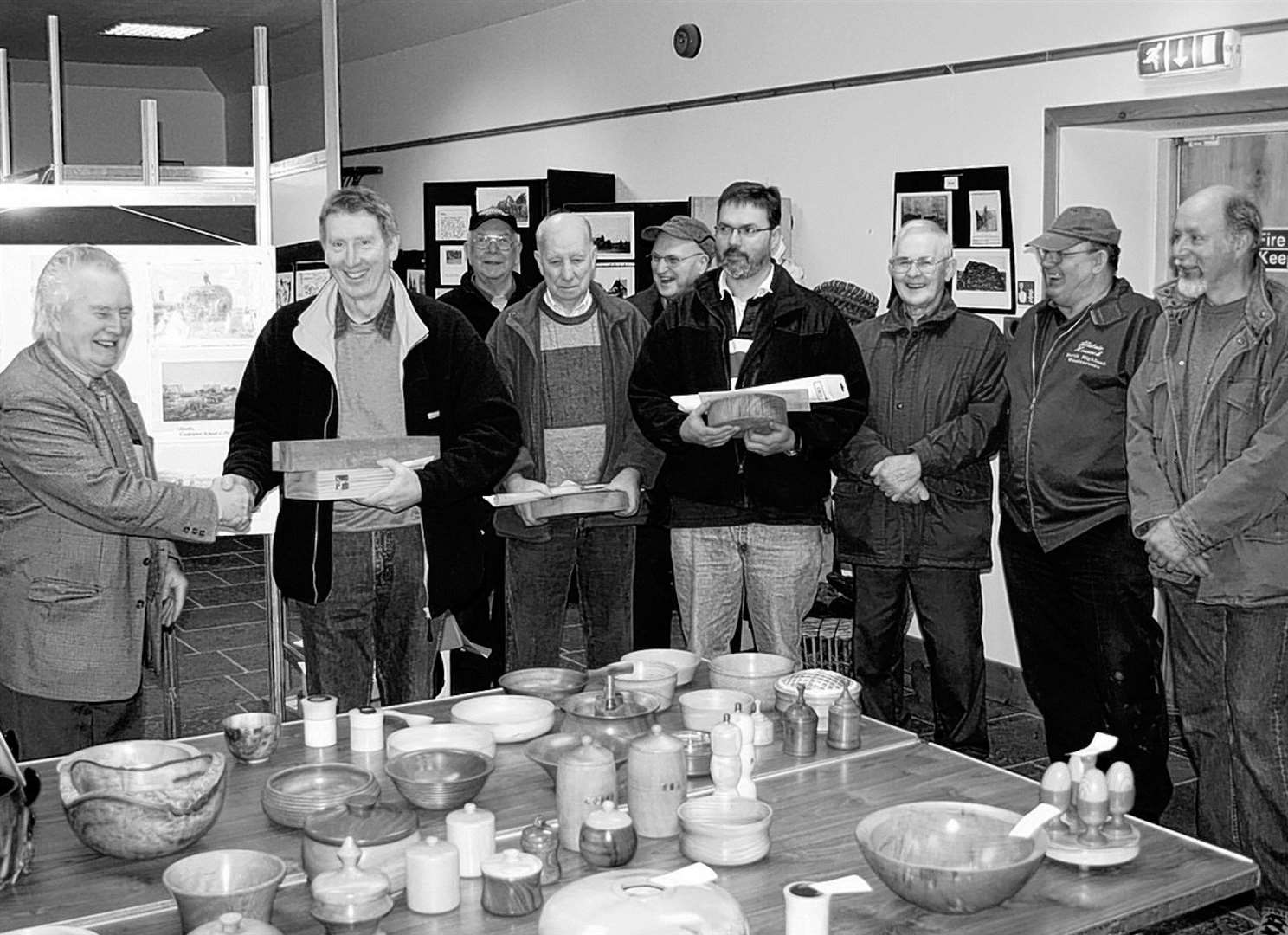 Prizes being presented at the North Highland Woodturners Association's annual woodturning competition, hosted by Castletown Heritage Society in early 2009.