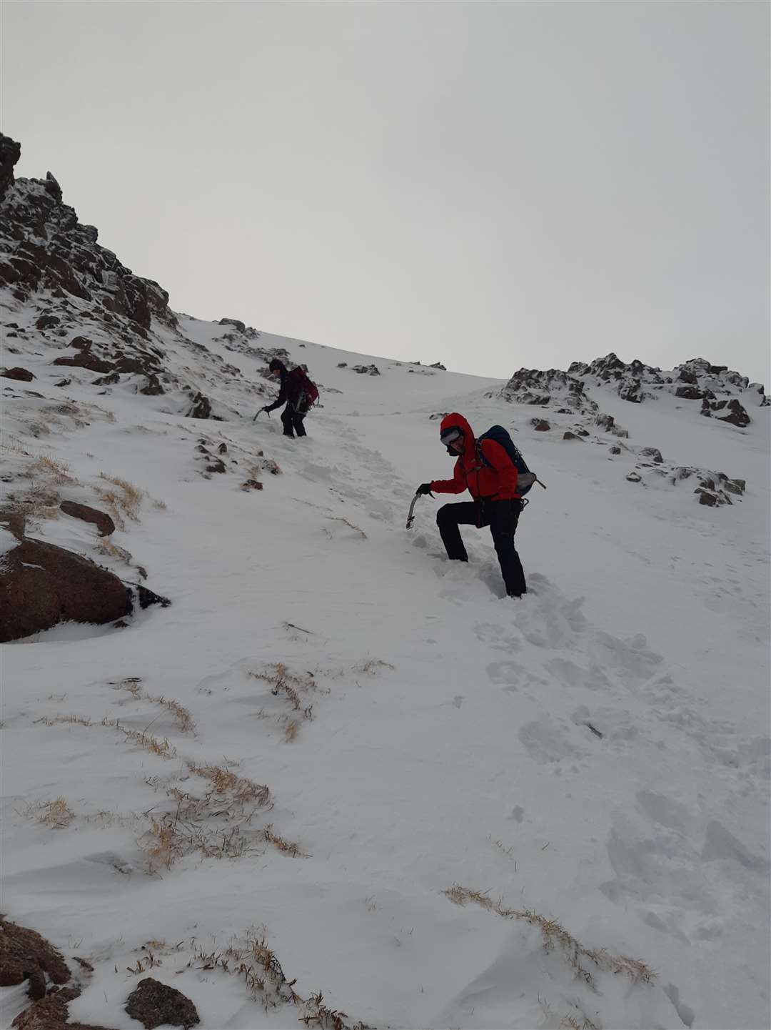 Using equipment including ice axes is all part of a winter's day in the hills.