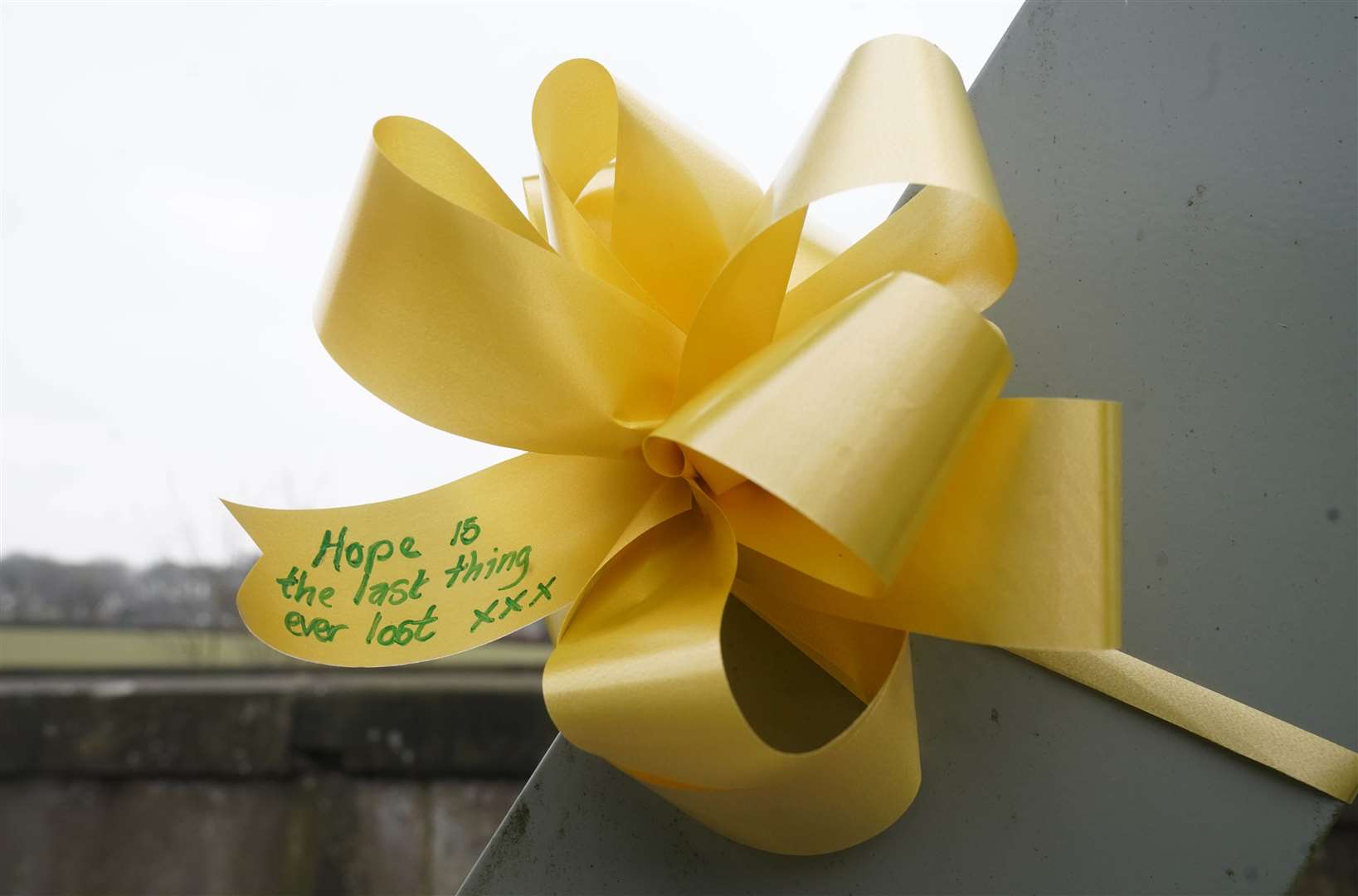 A yellow ribbon with a message of hope (Danny Lawson/PA)