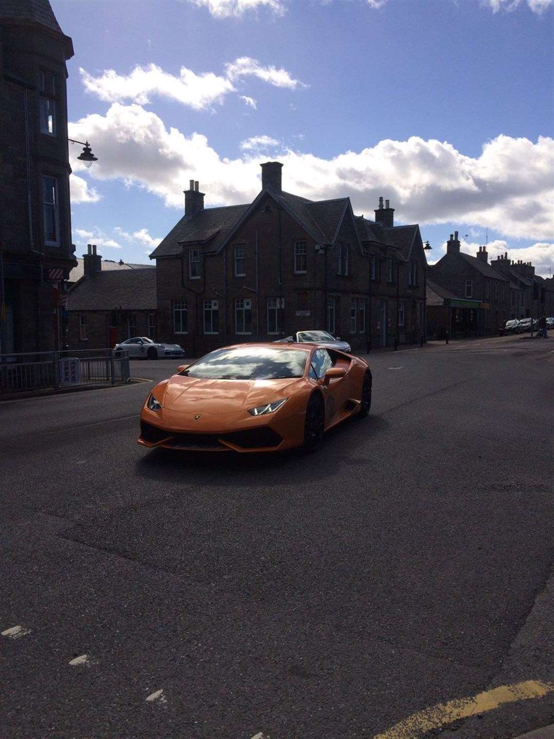 The Lamborghini Huracan was leading the pack in Thurso.