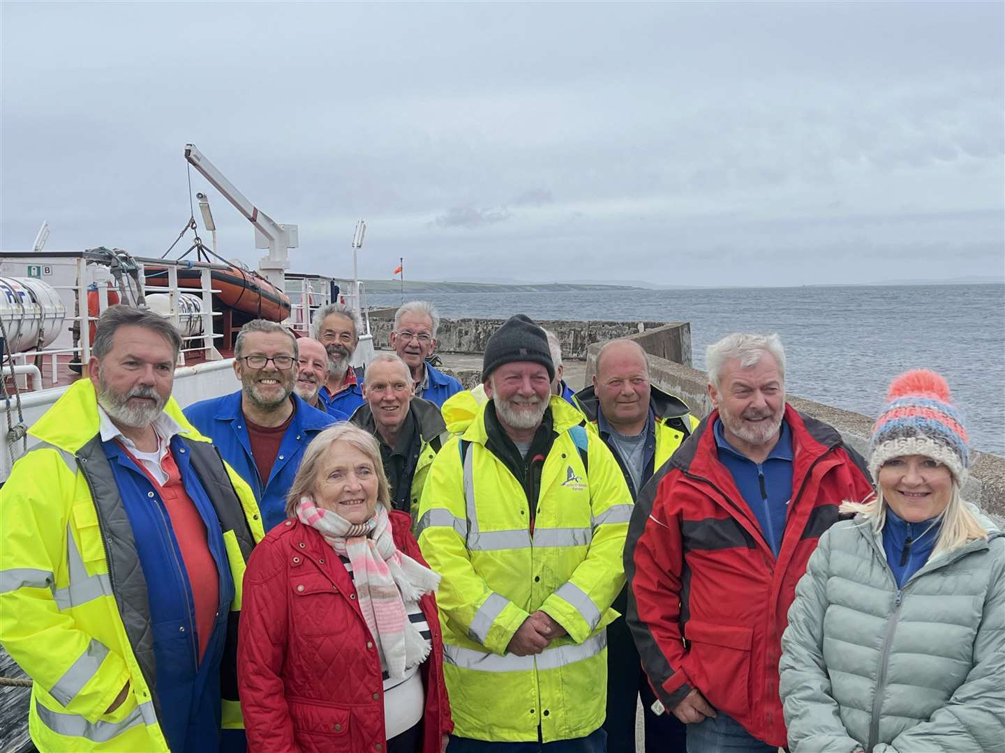 Members of the team at John O'Groats Ferries alongside the Pentland Venture on Wednesday, the last day of sailing. Picture: Fred Fermor
