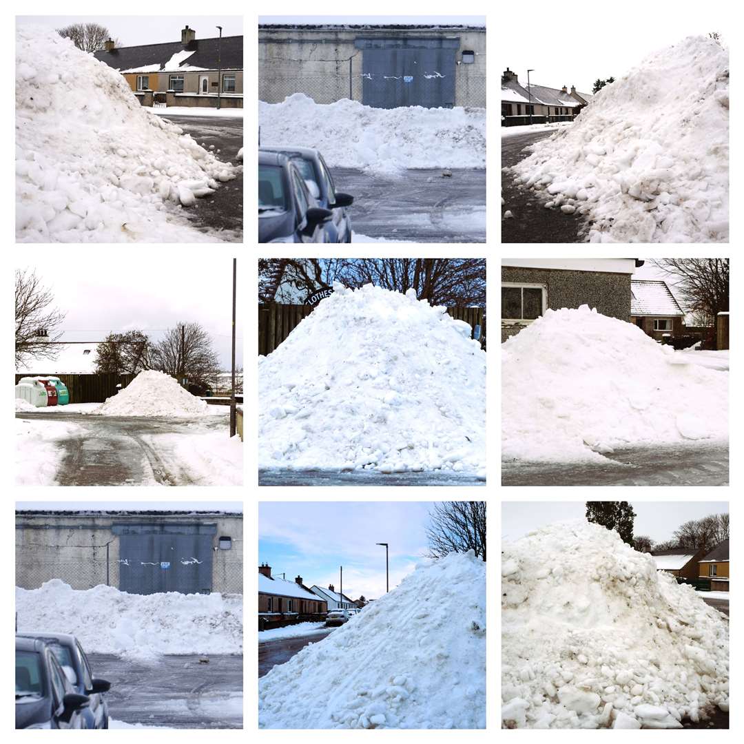 Collage of snow mountains in Watten after the streets were cleared. Picture: DGS