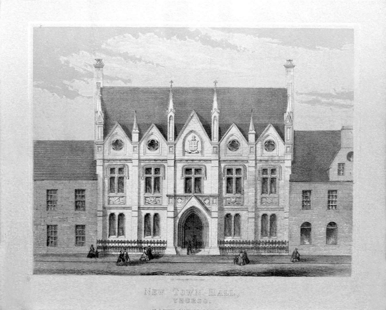Russell MacKenzie’s drawing of the front elevation of Thurso Town Hall.
