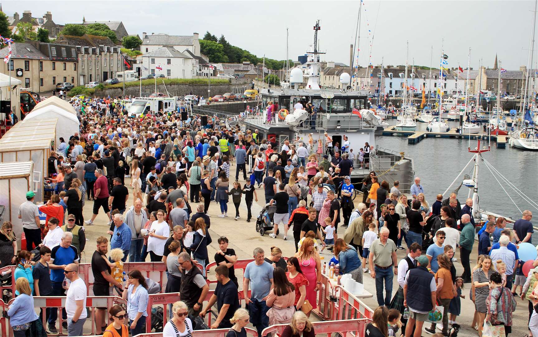 Crowds on the Wick quayside where there were various attractions throughout the afternoon. Picture: Alan Hendry