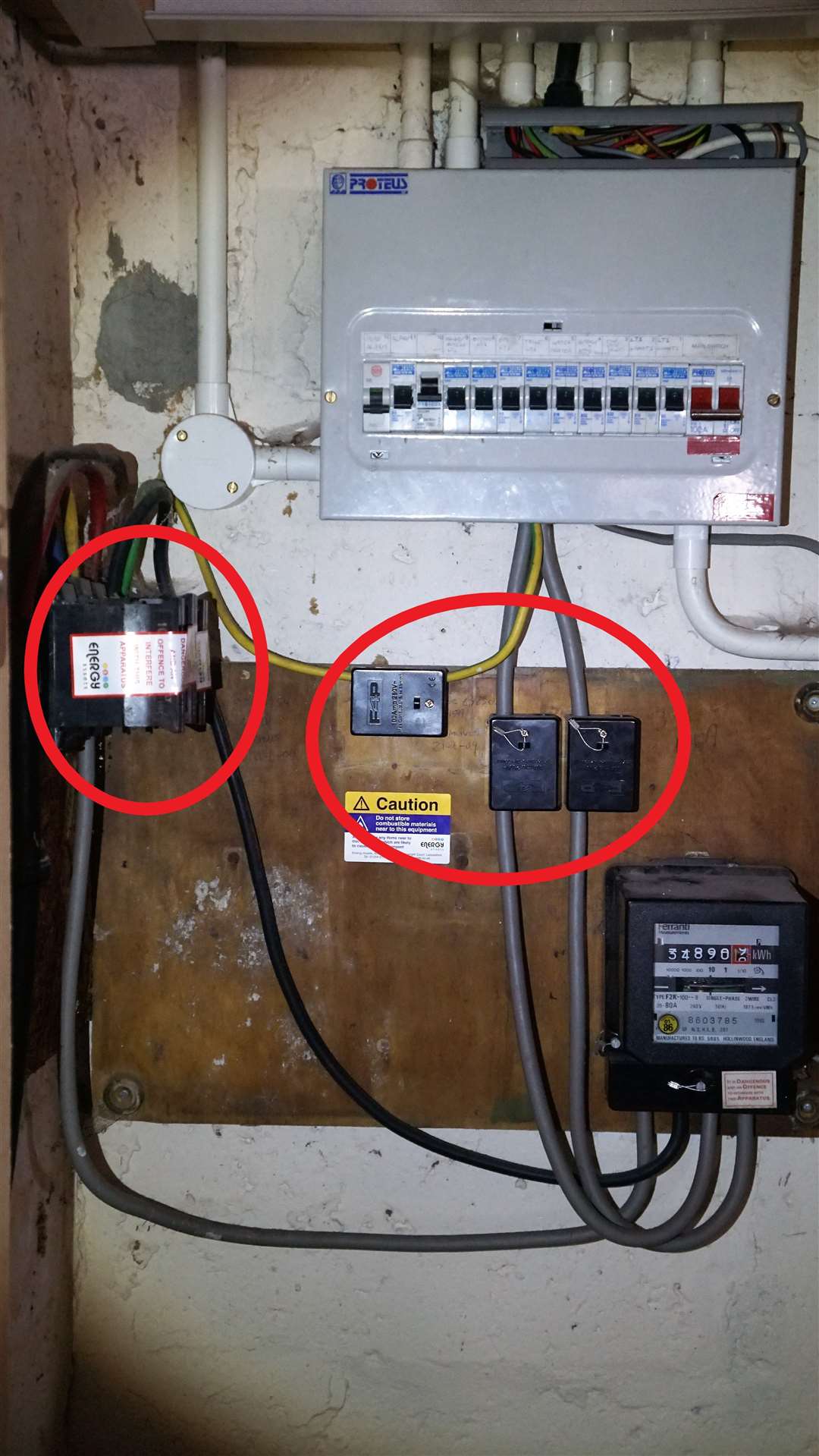 The power supply at the garage showing areas where Maxen Power's agent has de-energised it. Picture: DGS