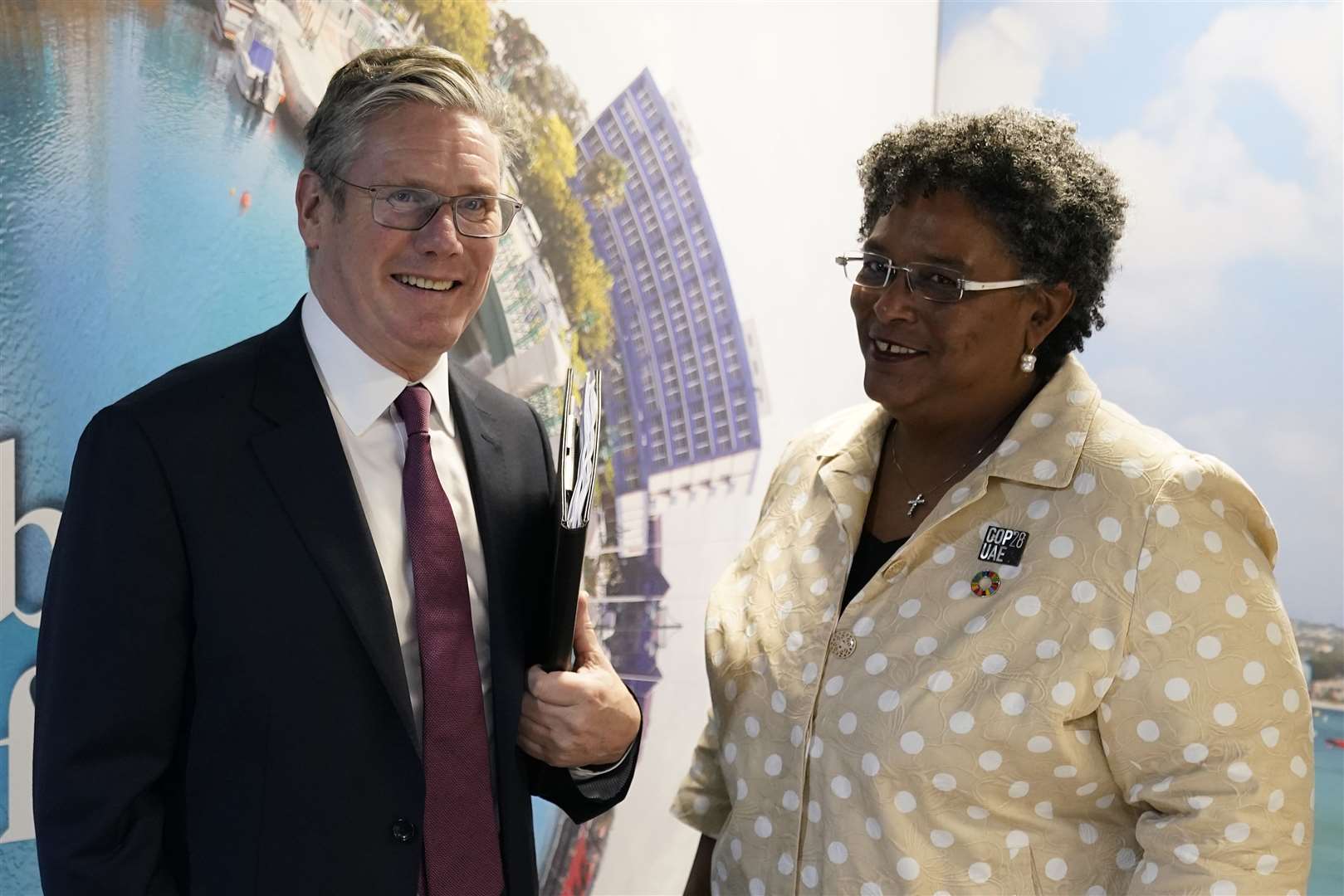 Sir Keir Starmer met Mia Mottley, Prime Minister of Barbados, during a bilateral meeting on Friday (Andrew Matthews/PA)