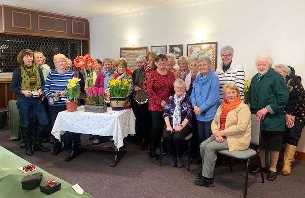 Members of Wick and District Gardening Club at their annual bulb show in the Nethercliffe Hotel on Tuesday.