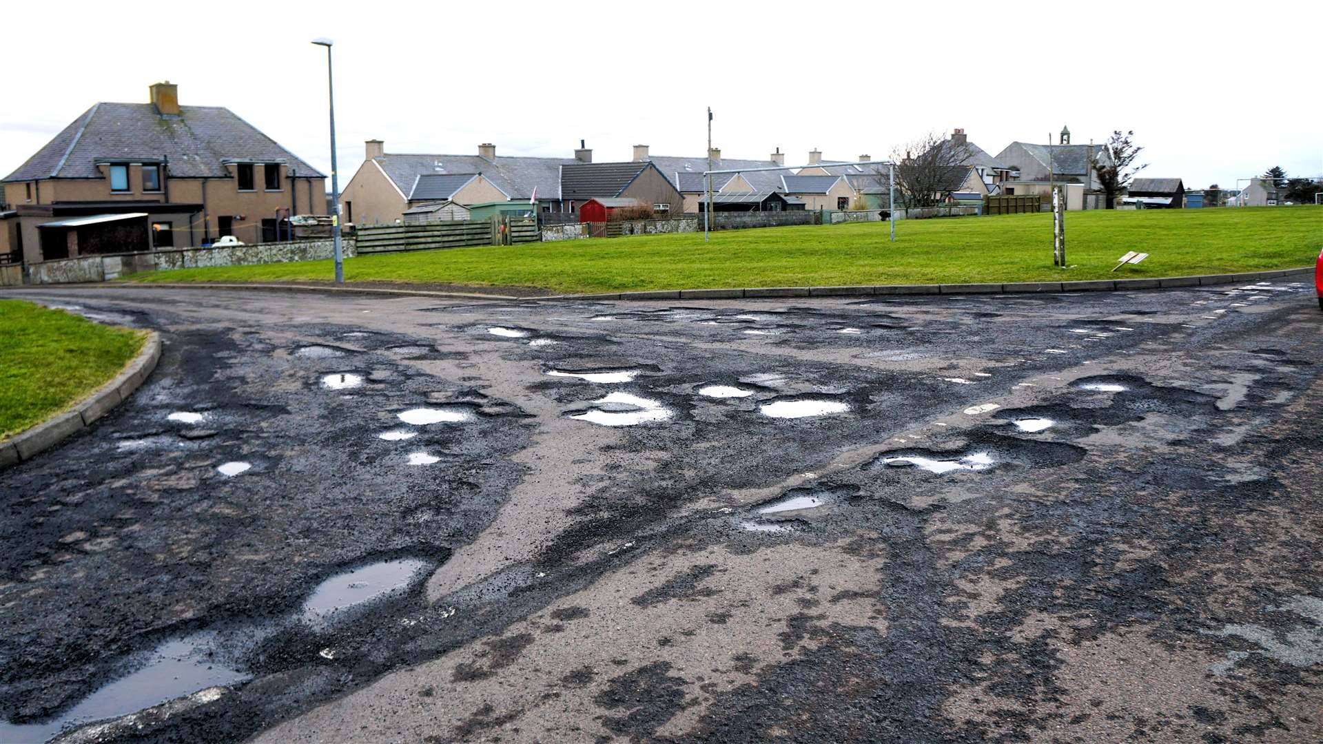 Badly damaged road at Keiss. Is it worth making a claim if you hit a pothole though? Picture: DGS