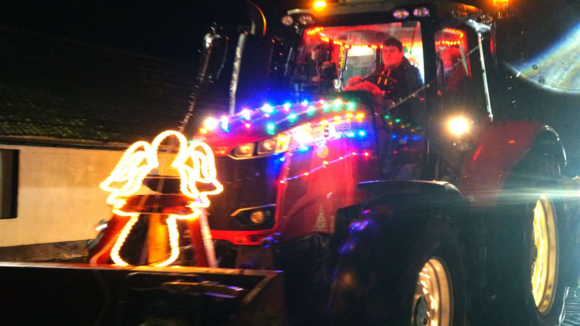 Christmas themes lit up the tractors. Picture: DGS