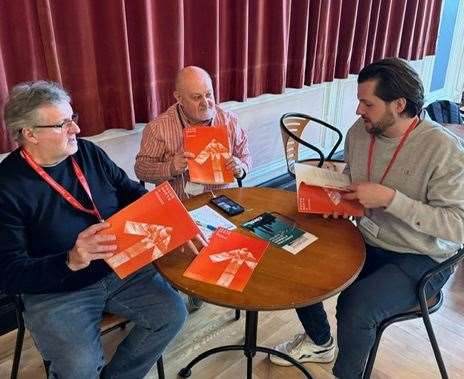 John Deighan, secretary of the Thurso and Wick Trade Union Council, chairman Davie Alexander and Ryan Morrison, STUC just transition officer.