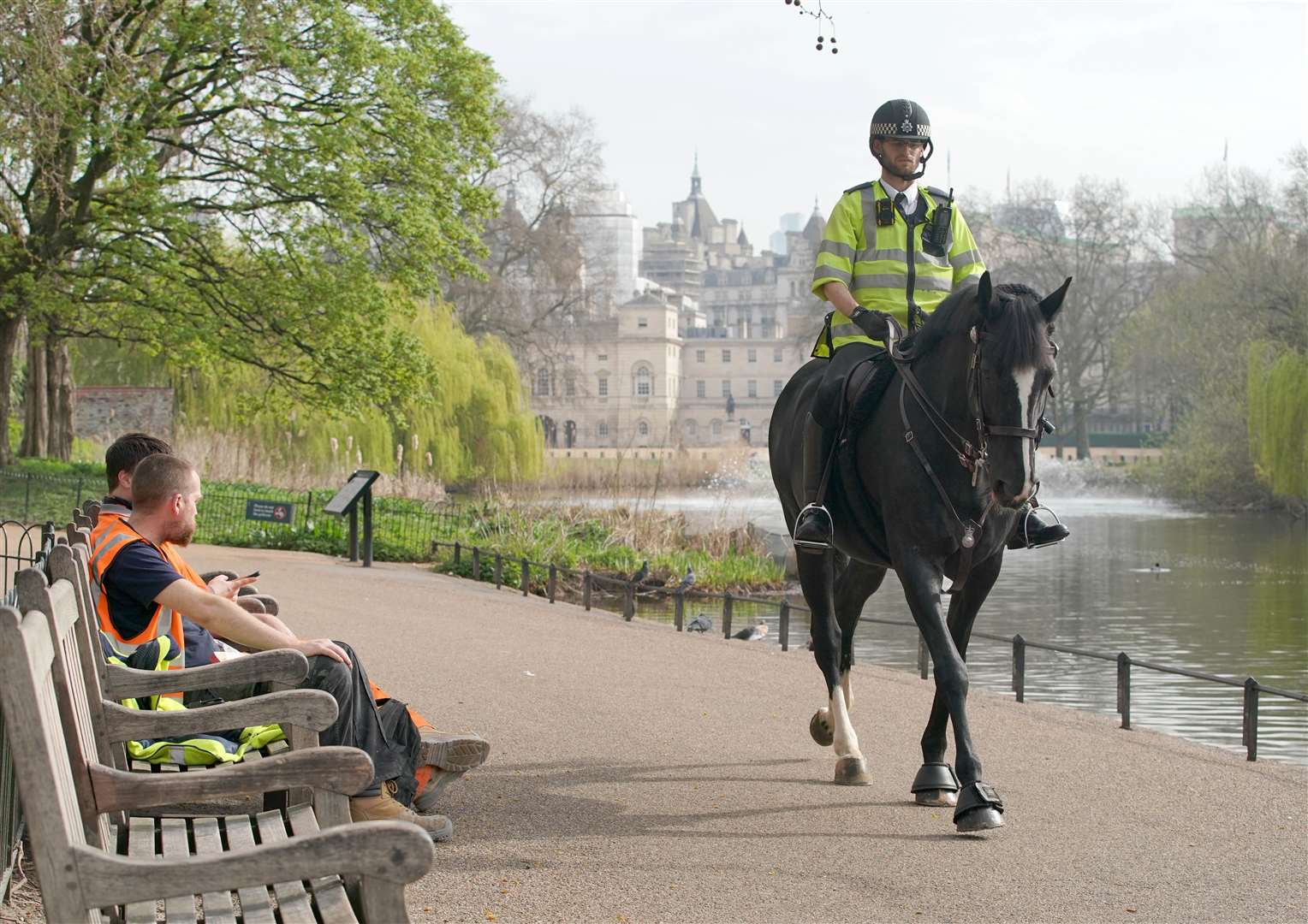 Police on patrol in St James’s Park, central London (Aaron Chown/PA)