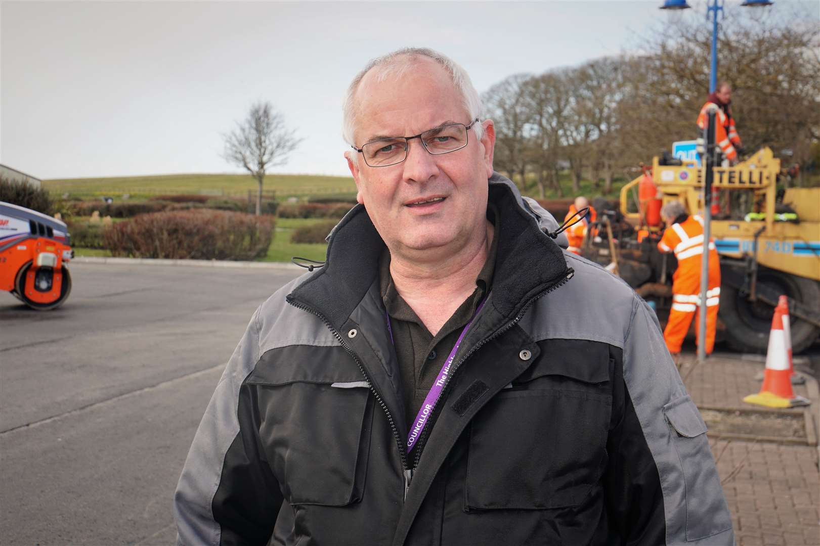 Councillor Raymond Bremner is delighted with the new asphalt surface just laid down. Pictures: DGS
