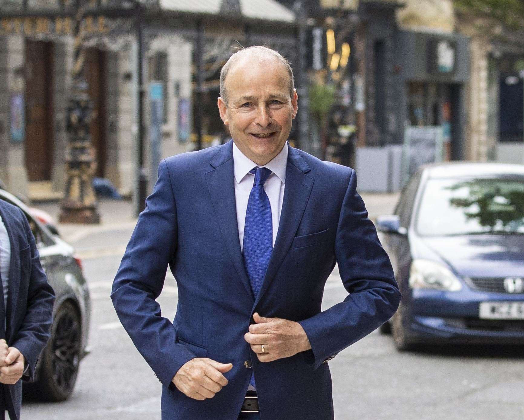Tanaiste Micheal Martin arriving to the Grand Central Hotel in Belfast to speak to some of Stormont’s main political parties (Liam McBurney/PA)