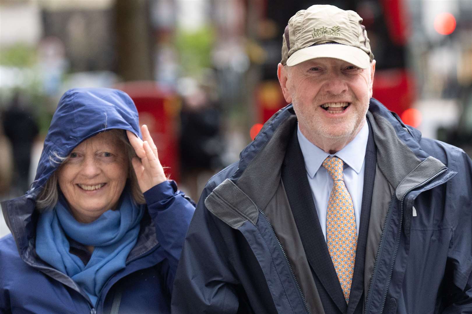 Former subpostmaster and lead campaigner Alan Bates, accompanied by his wife Suzanne Sercombe, arrives to give evidence (Stefan Rousseau/PA)