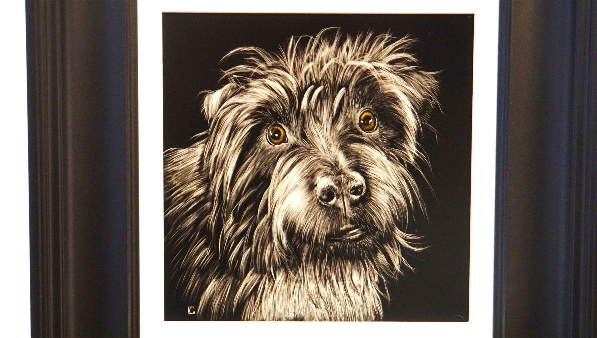 Lindsey also does pet portraits to commission. This is her own dog called Paddy.