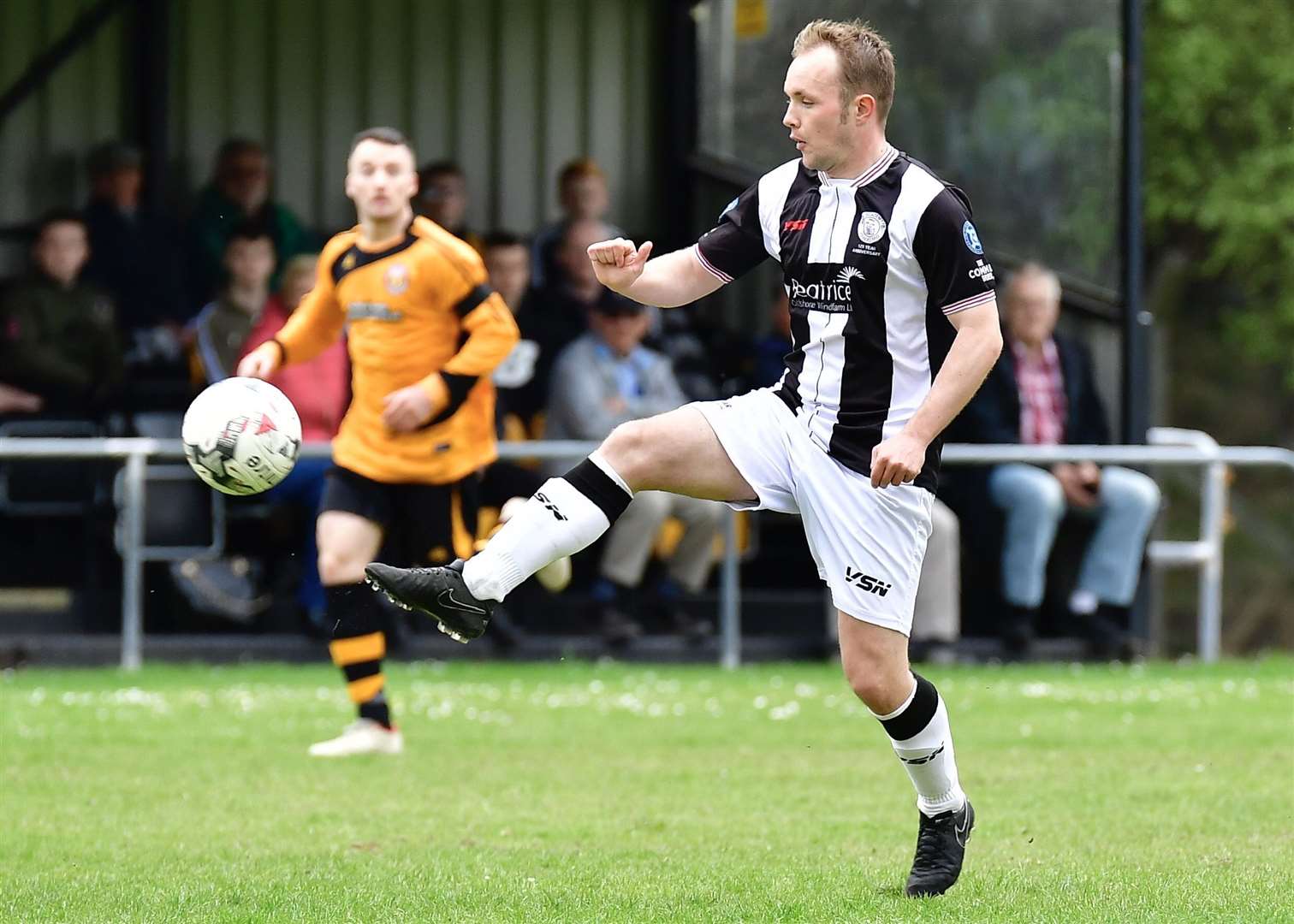 Richard Macadie controls the ball during Academy's 5-1 win at bottom club Fort William on the final day of season 2018/19. Picture: Mel Roger