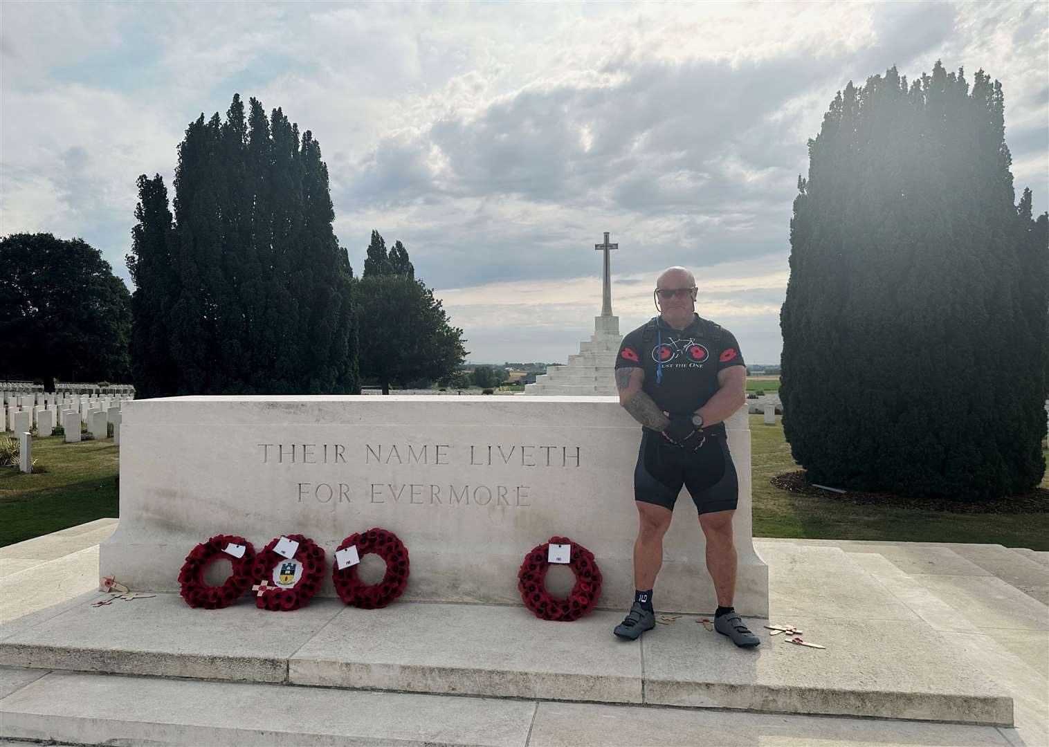 Kev cycled to Tyne Cot and other military graveyards during last year’s Pedal to Ypres challenge organised by the Royal British Legion.