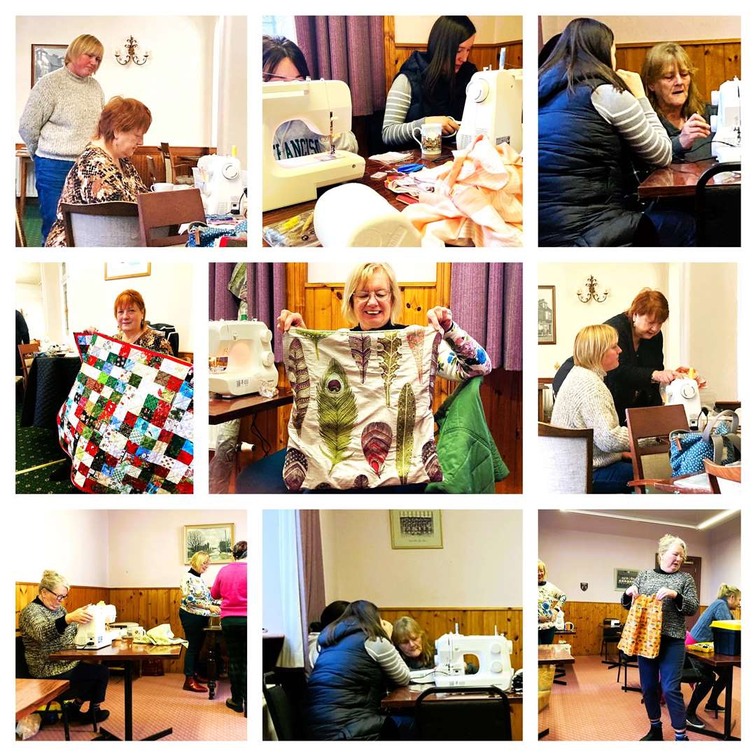 Some of the activities at Craft from the Croft Caithness sewing workshops with volunteer tutor, mentors and attendees.