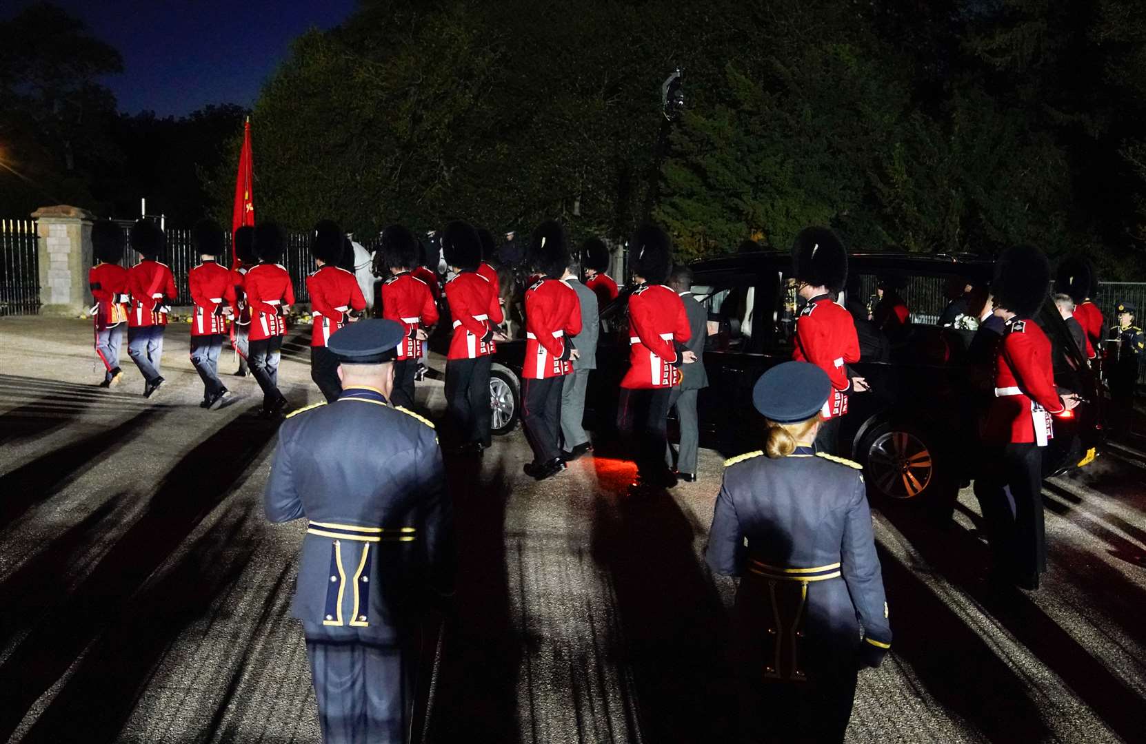 Grenadier Guards walked alongside the hearse (Andrew Matthews/PA)