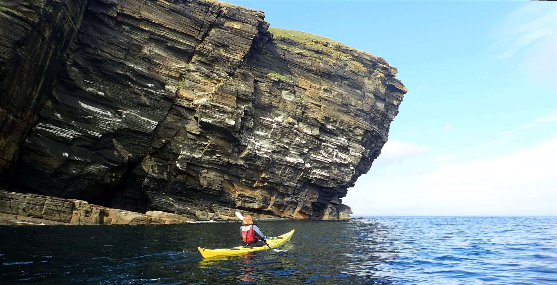 Under the cliffs between Sandside and Melvich.  Photo: Ken Nicol/Pentland Canoe Club