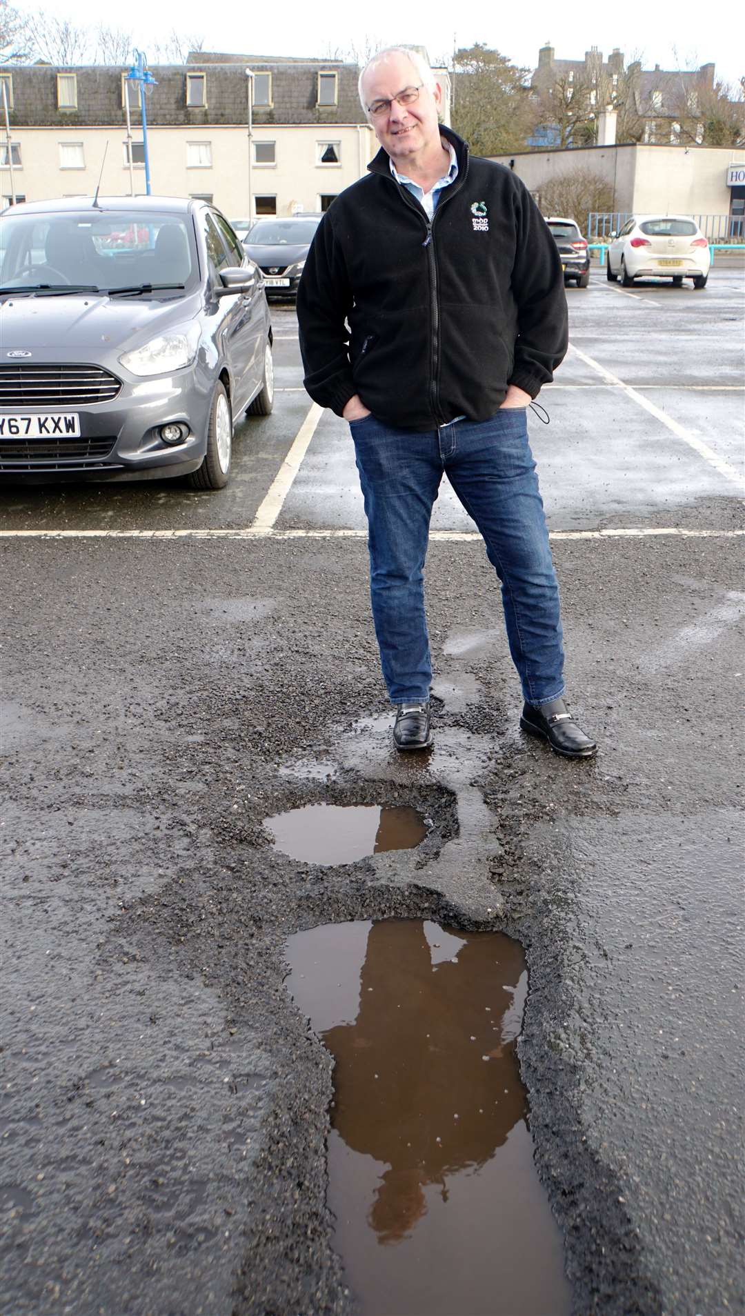 Councillor Raymond Bremner is concerned about the condition of the car park.
