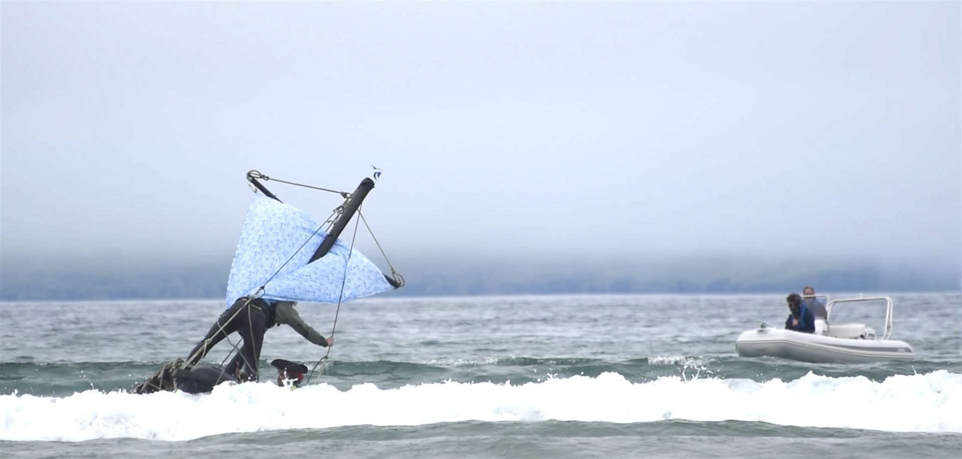 Going down! Luckily the rescue craft is at hand. Picture: ECHT