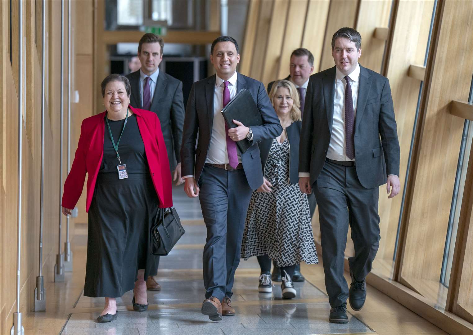 Dame Jackie with Labour colleagues at Holyrood (Jane Barlow/PA)