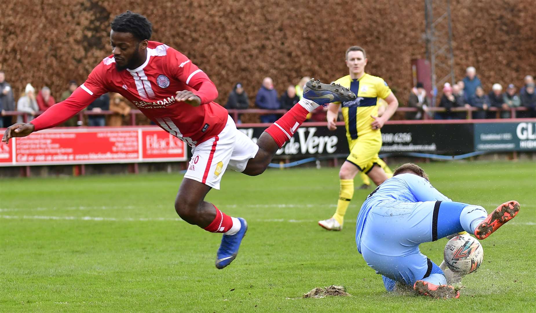 Billy Miller slides out to beat Brechin City's Botti Biabi to the ball. Picture: Mel Roger
