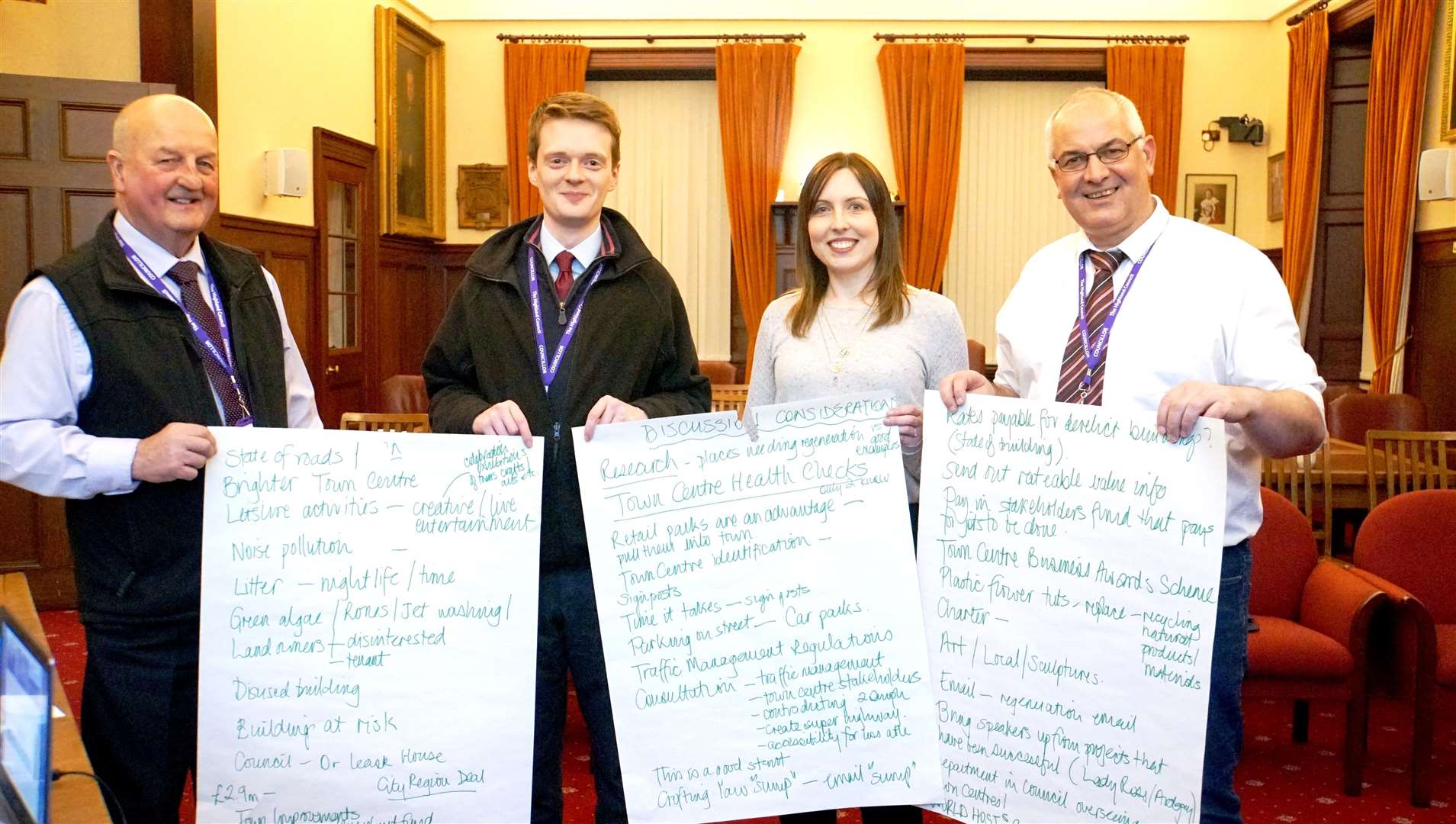 Councillors in Wick Town Hall after the initial meeting on the regeneration project last month. Picture: DGS
