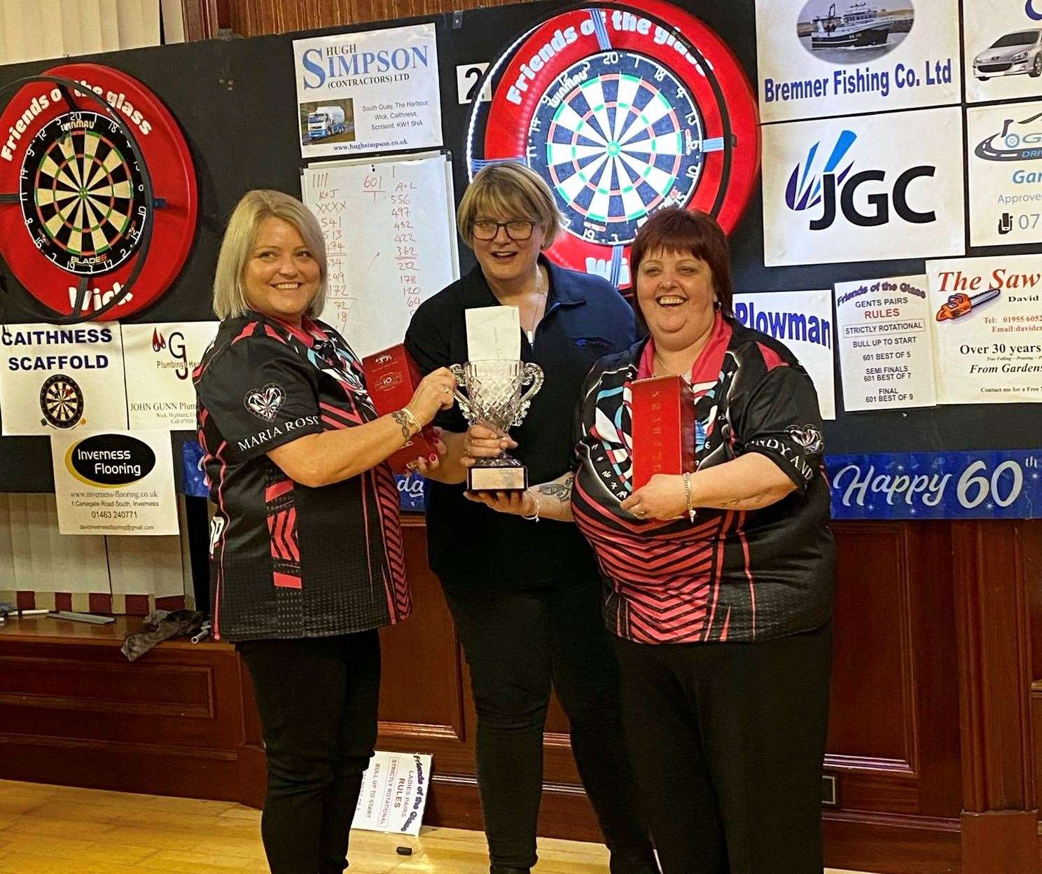 Ladies’ pairs winners Maria Ross (left) and Mandy Anderson with Liz Ronaldson (centre), one of the organisers of the weekend event.