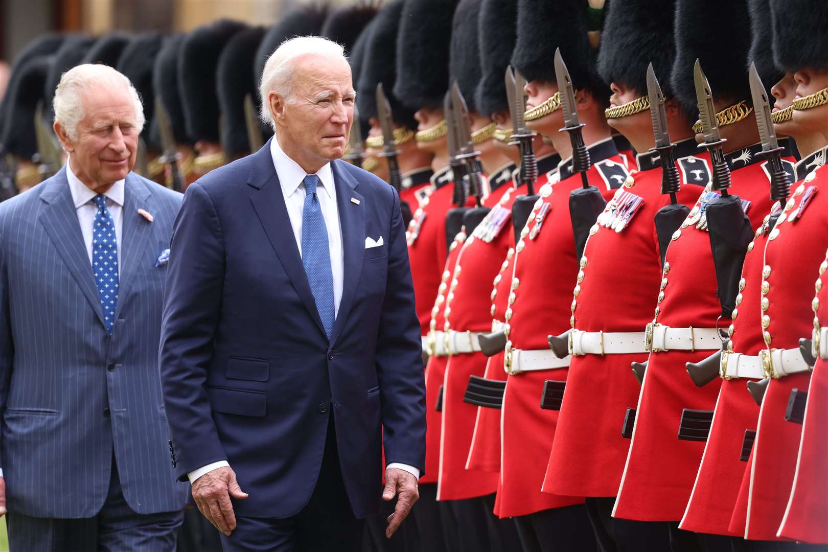 The King – with US president Joe Biden – is set to have a busier programme than the late Queen (Ian Vogler/Daily Mirror/PA)