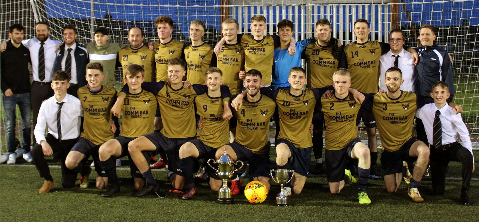 High Ormlie Hotspur are promoted to CAFA Division One following their 3-2 promotion/relegation play-off victory against Castletown. Picture: Darren Manson