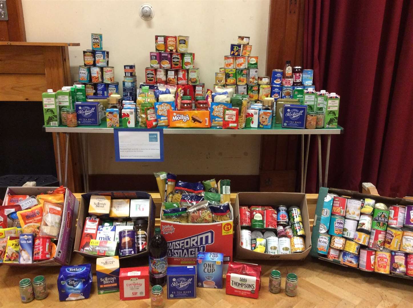 Pennyland Primary School collected all these items for the local foodbank.