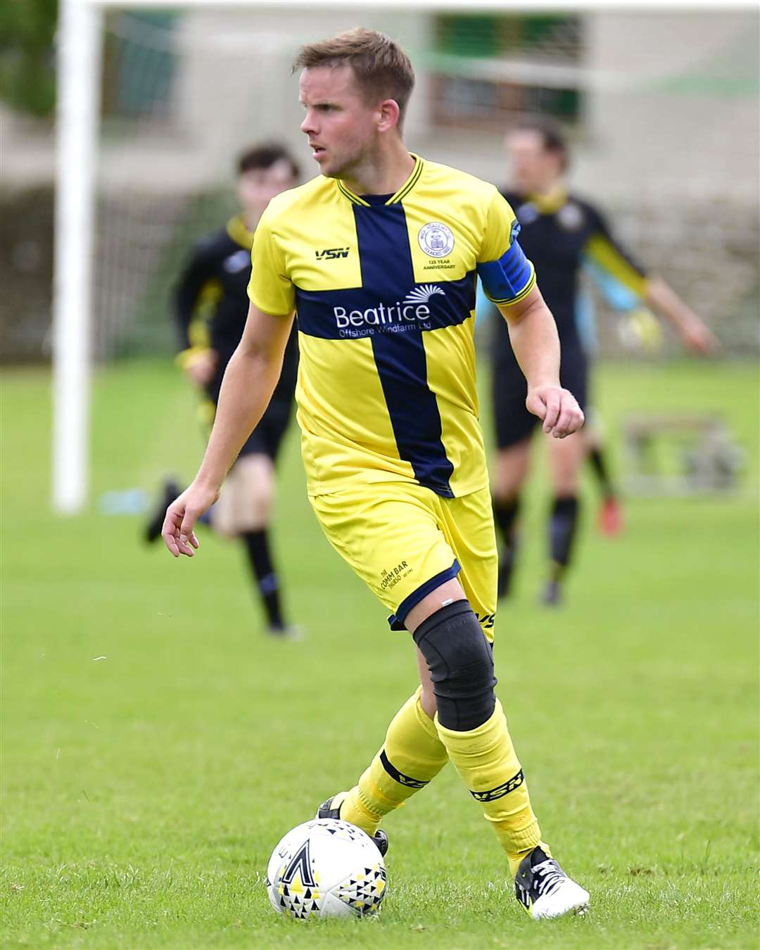 Wick Academy captain Alan Farquhar, who is working his way back to fitness after a serious knee injury, played for 77 minutes of his testimonial game at Back Park. Picture: Mel Roger