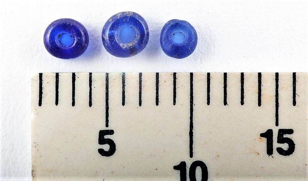 The minuscule blue glass beads from Swartigill. Picture: Tom O’Brien