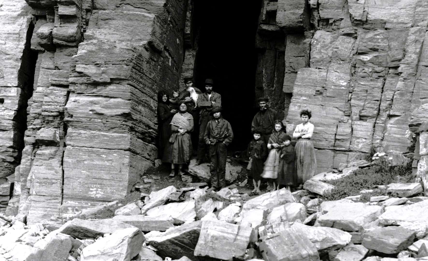 Travellers living in a cave on the outskirts of Wick around 1900. Picture: The Johnston Collection/Wick Society.
