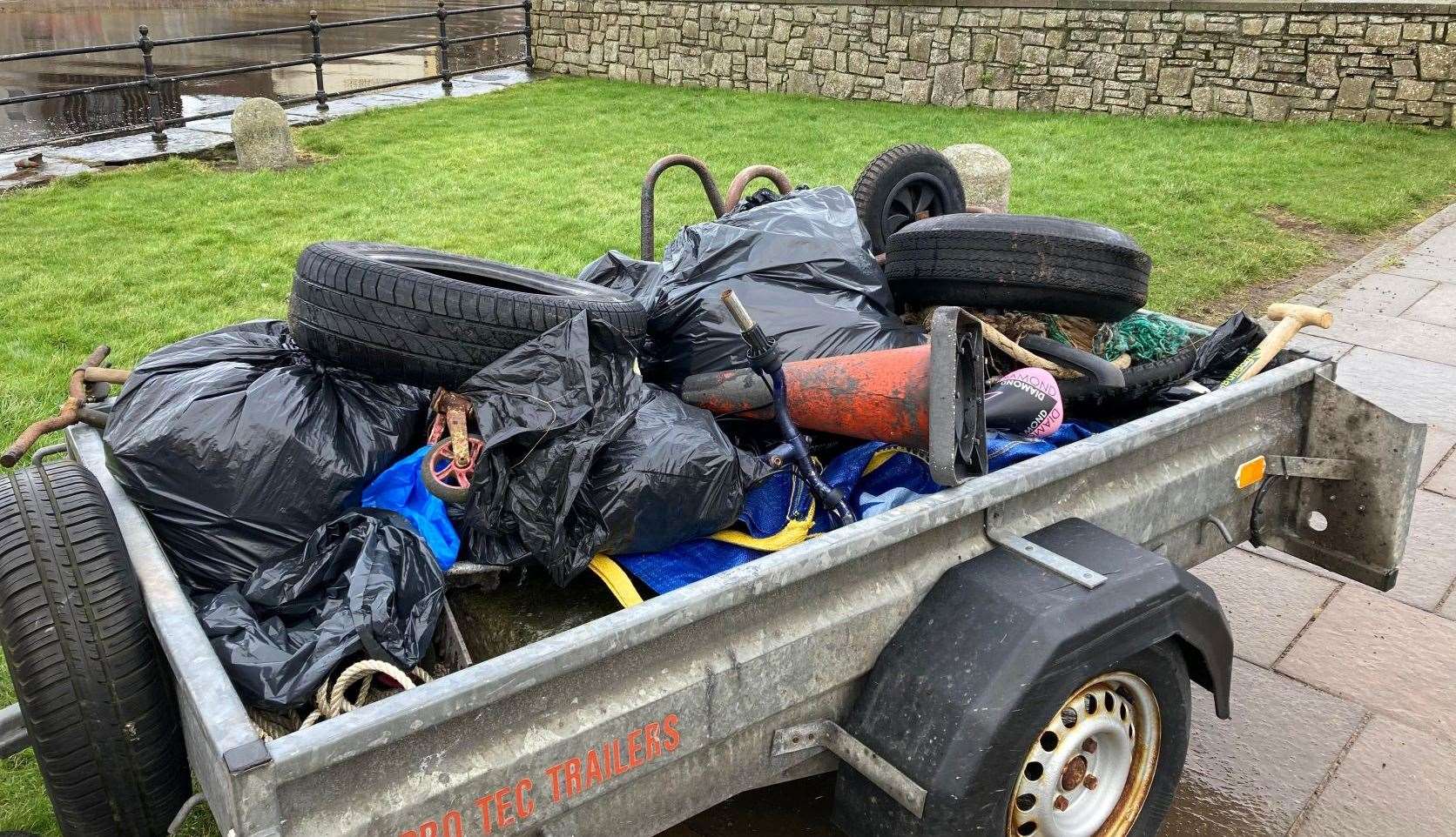 Some of the rubbish collected by Wick Paths Group during one of their litter pick expeditions.