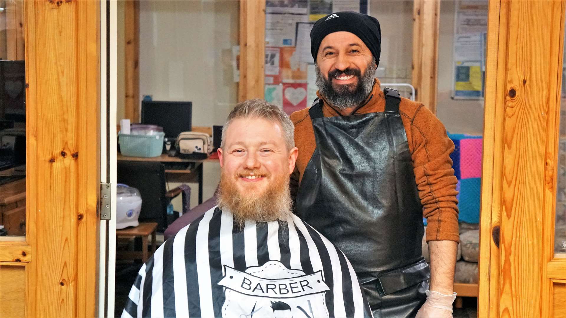 Ryan just before the shave. Behind him stands local Turkish barber Ismail Dogrulmaz who is getting prepared. Picture: DGS