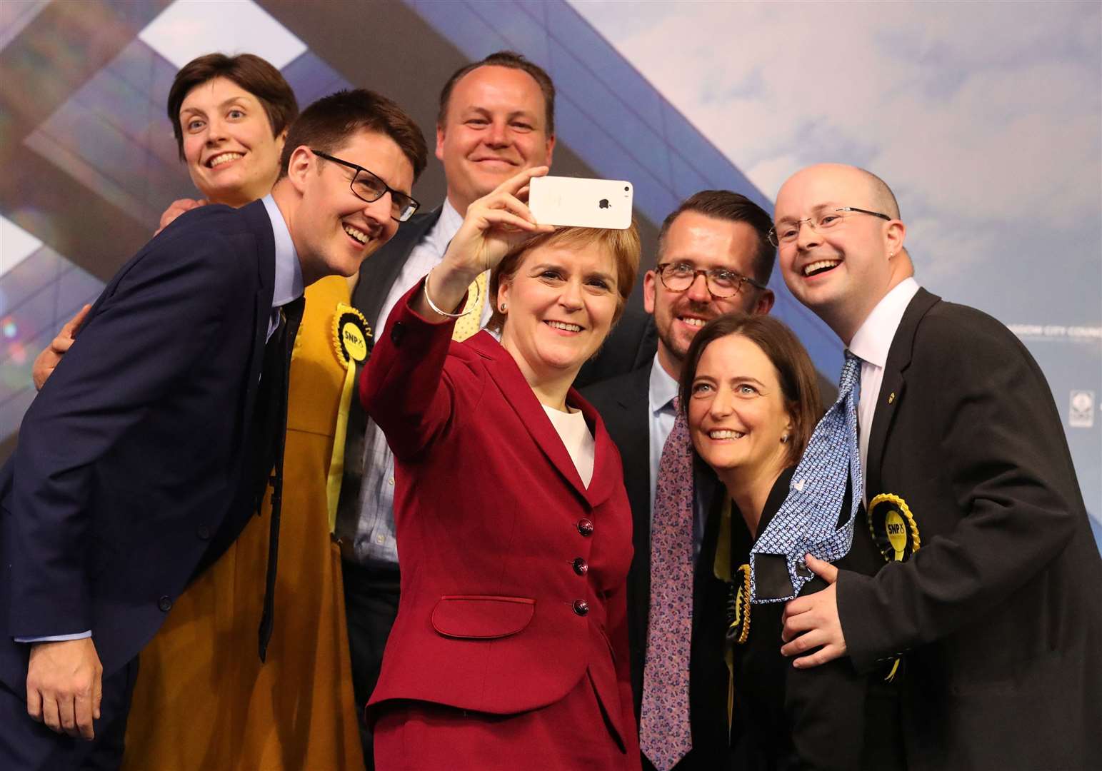 Patrick Grady (far right) with SNP colleagues including Nicola Sturgeon in 2017 (Andrew Milligan/PA)