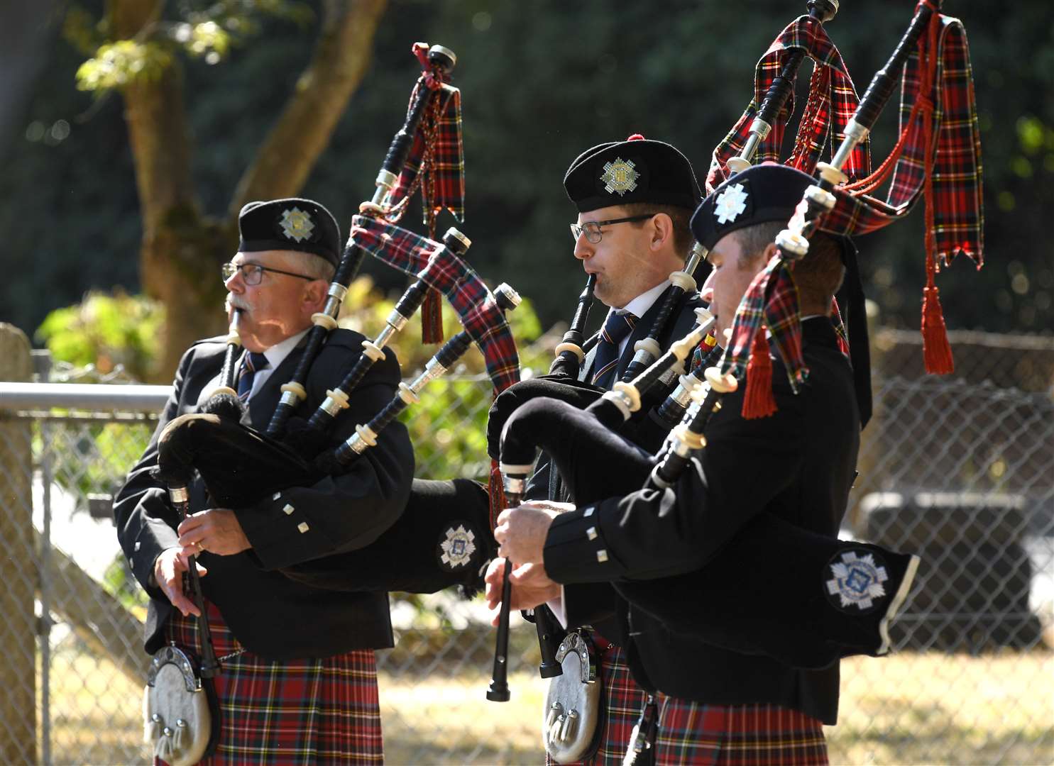 The City of Norwich Pipe Band play ahead of the service (Doug Peters/PA)