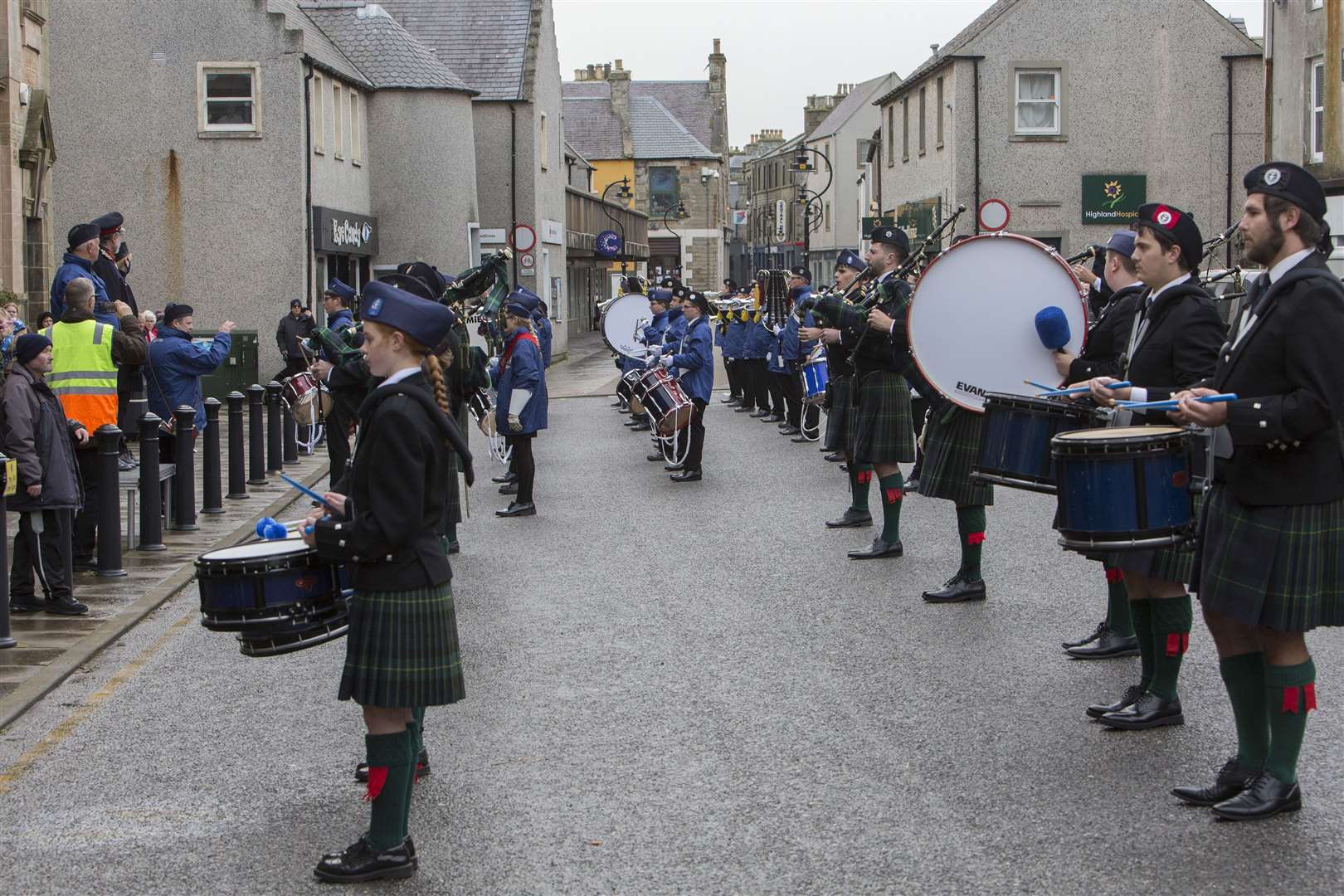 The Boys Brigade Tour Band, performed for around 15 minutes in the Thurso town centre, before marching out to Pennyland House, where the organisation's founder was born 140 years ago