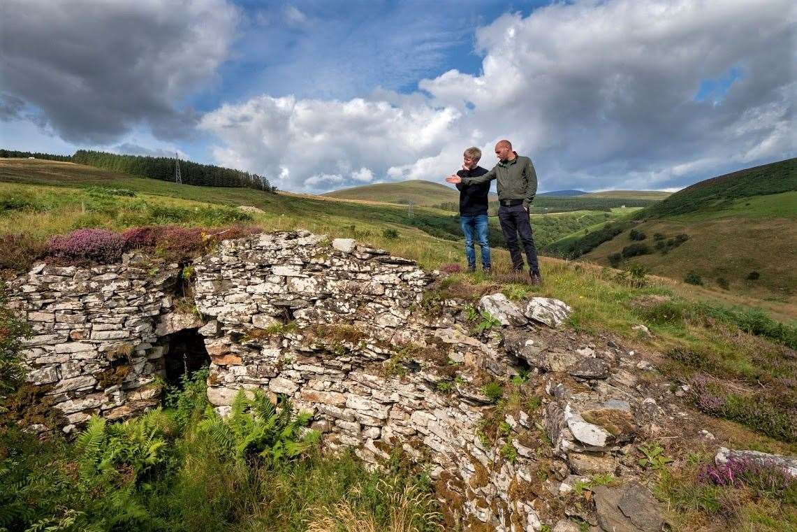 Kenneth McElroy, left, and Iain Maclean of the Caithness Broch Project surveying the site on the Caithness Ord. Picture: Jim Richardson