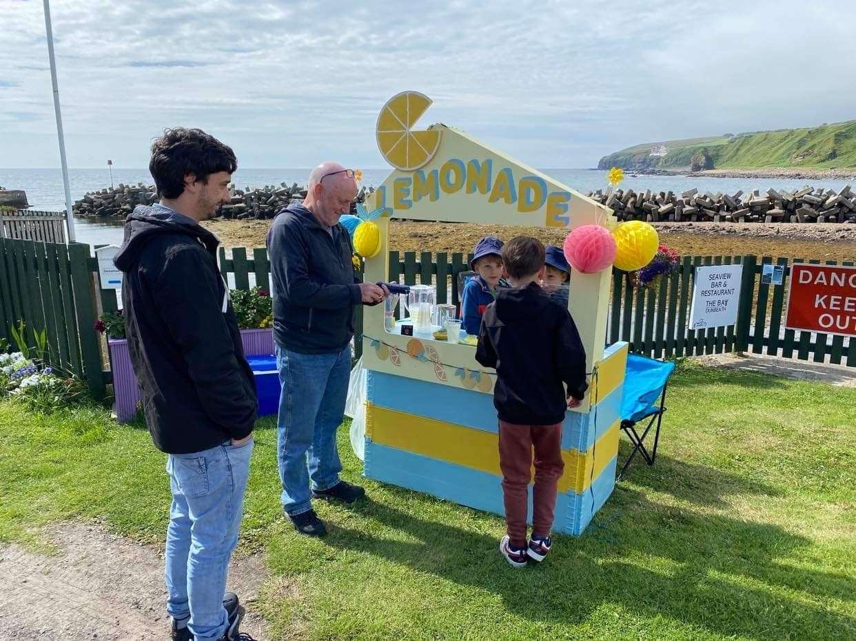 Customers queuing at the brothers' stall near Dunbeath harbour.