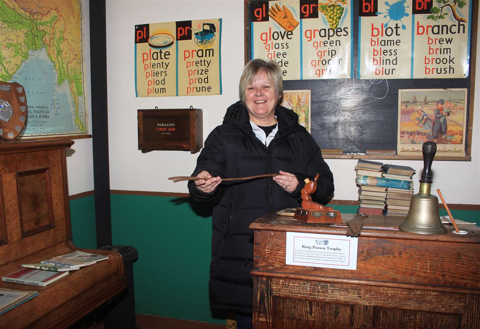 Audrey Banks in the museum's old-style classroom. Picture: Alan Hendry