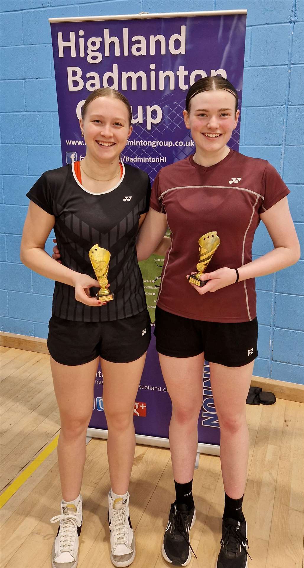 U19 girls’ doubles winners Jody Groundwater and Chloe Mackenzie.